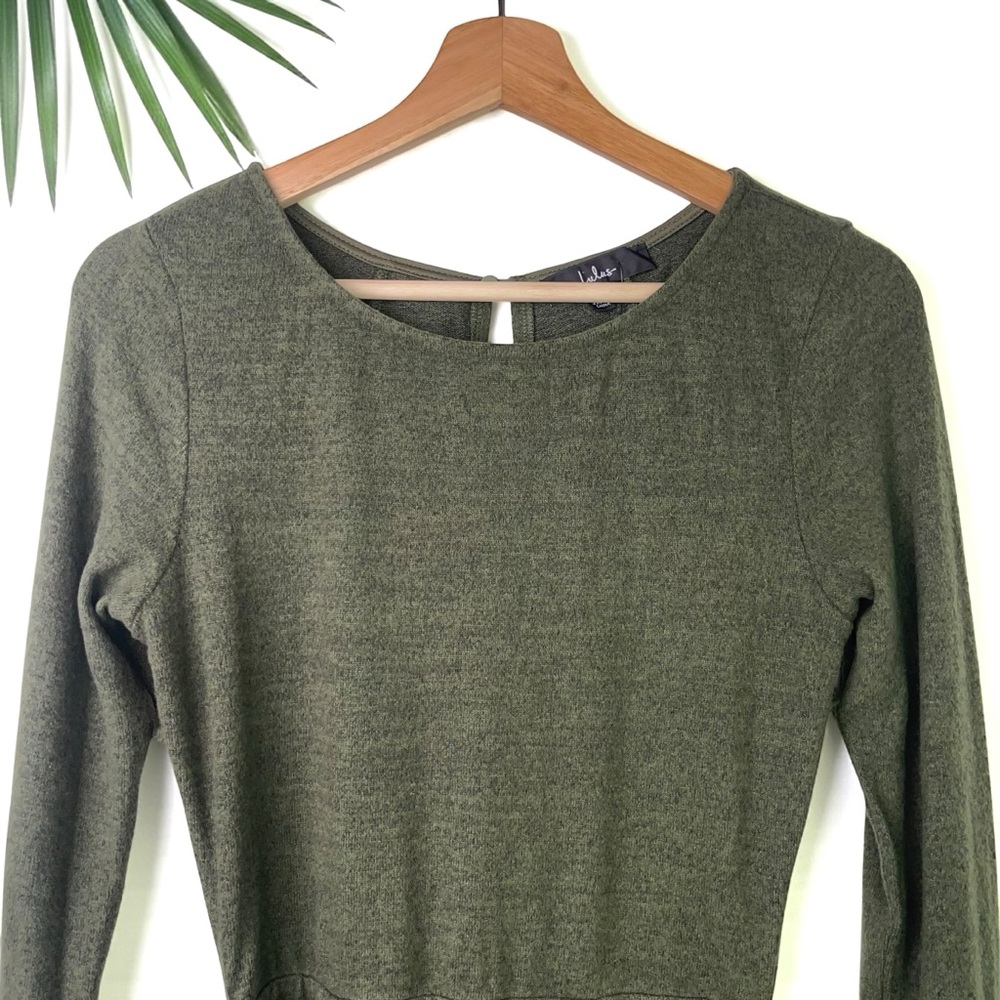 🆕 Lulus Favorite Tune Faux Wrap Sweater Dress in Olive Green - Picture 6 of 9